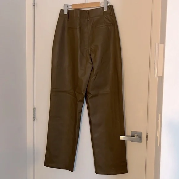 Aritzia Olive Green Straight-Leg Pants - Picture 4 of 9